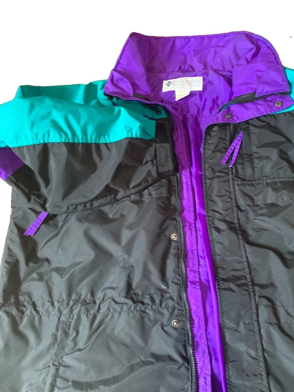 Vintage Columbia Sportswear Windbreaker Jacket Mens XL Teal Navy Colorblock 90s - Picture 5 of 16